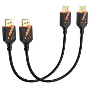 Short DisplayPort Cable 1 FT, 2-Pack DP to DP Cables, 4K Display Port Cable Male to Male Adapter with 2K@165Hz/144Hz Support 3D, HDR for Gaming, TV, Monitor, Docking Station …