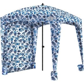 Qipi Beach Cabana - Easy to Set Up Canopy, Waterproof, Portable 6' x 6' Beach Shelter, Included Side Wall, Shade with UPF 50+ UV Protection, Ultimate Sun Umbrella - for Kids, Family & Friends