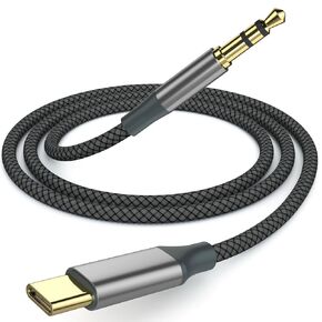 USB C to 3.5mm Nylon Braided Aux Cable, Type C to Male Adapter Stereo Extension Audio Cord for iPhone 16 Pro Max/16 Pro, 15 Pro Max/15 Pro/15 Plus, Galaxy S23/S22/S21 Ultra, Pixel, iPad Pro, MacBook