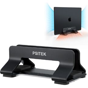 Aluminum Dual Vertical Laptop Stand Dock Holder, Supports 2 Devices, Adjustable Slot Width 15-36mm, Space-Saving Upright Storage for MacBook and Laptops