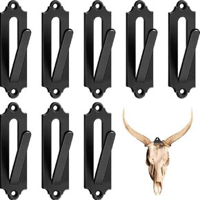 Dunzy 12 Pack European Style Mount Skull Hanger Skull Wall Mount Bracket Hangers Deer Hanger Complete with Simple Easy Installation Kits for Indoor Outdoor Small Game Animals Mule (Black)