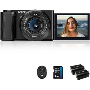 Ordro G730 5K Digital Camera for Photography 64MP Autofocus AF/MF Point and Shoot Camera Vlogging Camera, 12X Optical Zoom 3.2" 270°LCD Flip Screen Compact Camera (White)