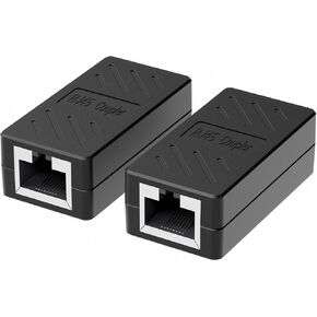 Dingsun RJ45 Coupler, Ethernet Extender, in-Line Coupler Female to Female Ethernet Coupler for Cat7/ Cat6/ Cat5/ Cat5e Ethernet Cable Extender Adapter (2Pack, Black)