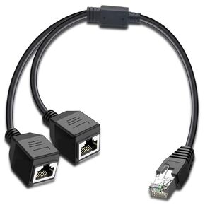 RJ45 Network 1 to 2 Port Ethernet Adapter Splitter, RJ45 1 Male to 2 Female LAN Ethernet Splitter Adapter Cable Suitable Super Cat5, Cat5e, Cat6, Cat7 LAN Ethernet Socket Connector Adapter