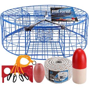 Heavy Duty Crab Pot Trap Pacific 3 Tunnel with 2 Doors(30''Dia-10''Tall) Crabbing Kit for Dungeness