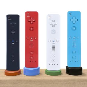 RETROSUN New Replacement Remote Control with Built in Motion Plus and Nunchuck Compatible with Wii and Wii U Remote Controller with Gamepad Joystick and Silicone Case and Wrist Strap (Red