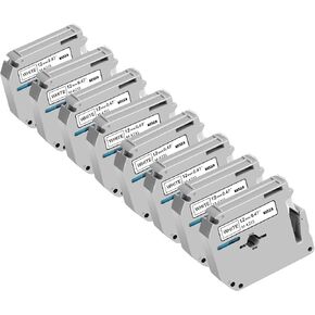 Hehua 12mm M Tape Compatible with Brother Label Maker Tape 12mm 0.47 M-K231S MK 131 431 531 631 731 for P Touch Label Printer PT-M95 PT-70 PT-65 PT 90 PT-45 PTM95, Black on White, 6 Pack