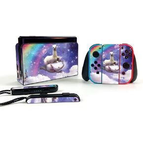 MightySkins Carbon Fiber Skin Compatible with Nintendo Switch OLED - Space Axolotl Ride | Protective, Durable Textured Carbon Fiber Finish | Easy to Apply | Made in The USA