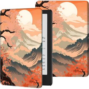 حافظة نحيفة لجهاز Kindle مقاس 6 بوصات (إصدار الجيل الحادي عشر - 2024/2022) غطاء ذكي خفيف الوزن مصنوع من جلد البولي يوريثان قابل للتعديل مع خاصية النوم/الاستيقاظ التلقائي لجهاز Kindle 2024/2022 الجيل الحادي عشر من القارئ الإلكتروني، شمس أزهار الكرز اليابان