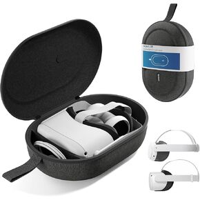 Syntech Hard Carrying Case Compatible with Meta Quest 3S/Quest 3/Oculus Quest 2/VP/Pico4, Accessories VR Headset with Elite Strap, Touch Controllers for Travel Storage (Do Not Fit 3rd-party Headstrap)