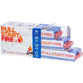 Pull Start Fire Pull String Firestarter | No Matches Required, Fire Starts in Seconds | for Campfires, Grill, Fireplace, BBQ | Lights Wet Wood, Easy to Use, Food Safe and Weather Resistant