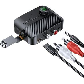 Bluetooth 5.3 Audio Receiver Transmitter, Low Latency Audio Adapter,Bluetooth Audio Adapter for Old Home Stereo/Speakers TV, USB, RCA, 3.5mm AUX, DAC, Coaxial (C68)