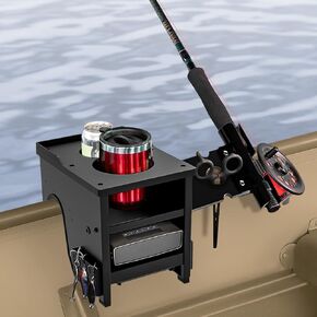 Jon Boat Rod Holder and Storage Organizer - John Boat Accessories for Fishing - Fits Gunnels Up to 2.5" Thick Regular