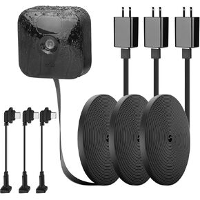 iTODOS 3 Pack 25ft/7.5m Outdoor Power Cord for Blink Outdoor (3rd Gen) XT3,Blink Outdoor 4(4th Gen)/Blink XT XT2 Camera with Adapter,Weatherproof Power Cable,Charging Cable Charger for Blink Outdoor