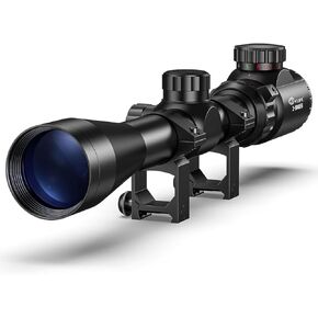CVLIFE 3-9x40 Rifle Scope, Red & Green Illuminated Optical Riflescope, Mil-dot Reticle Scope for Hunting with Mounts
