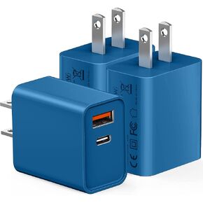CSODINCE 3 Pack USB C Wall Charger, 20W Durable Dual Port QC+PD 3.0 Power Adapter, Double Fast Plug Charging Block for iPhone 14/14 Pro/13/15/15 Pro/Pro Max/Plus, XS/XR/X, Watch Series 8/7 Cube，White