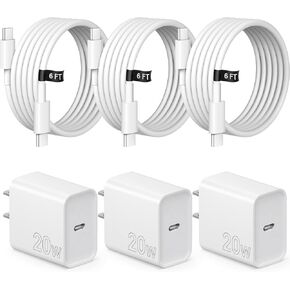 iPhone 16 15 Charger Fast Charging 3 Pack USB C Charger Block Type C Charger 6FT Cord Wall Charger Compatible with iPhone 16/16 Plus/16 Pro/16 Pro Max/iPhone 15/15 Pro Max/iPad Pro/AirPods