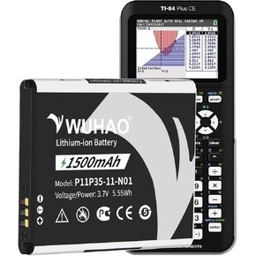 WUHAO TI-84 Plus CE Battery Replacement [2025 Upgraded] 1500mAh for Texas Instruments TI-84 CE/TI 84 Plus CE/TI-Nspire CX II/Color TI Nspire CX Part No 3.7L12005SPA P11P35-11-N01 Battery 3.7V