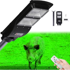 BSOD Hog Light, Solar Green Lights for Hunting Deer Hog Pig Activated Feeder Accessories Night Reaction Motion Lamp Eq300W
