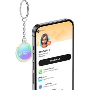 Popl Keychain Digital Business Card - Smart NFC Tag - Instantly Share Contact Info, Social Media, Payment, Apps and More - iPhone and Android - Features NFC Tap and QR Scan (Diamond QR)