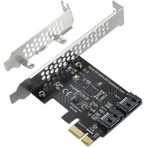 PCIe SATA Card 2 Ports, PCI-E to SATA Expansion Card,6Gbps PCI-E (2X 4X 8X 16X) SATA 3.0 Controller Card for Windows10/8/7/XP/Vista/Linux,Support SSD and HDD