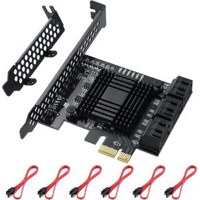 PCIe SATA Card 8 Port, with 8 SATA Cables and Low Profile Bracket, 6Gbps SATA 3.0 PCIe Card,Support 8 SATA 1x 3.0 Devices, Built-in Adapter Converter for Desktop PC