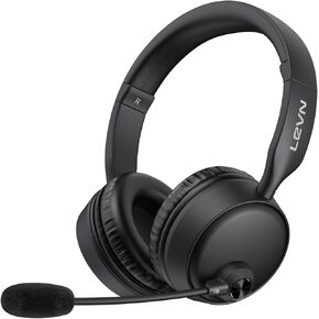LEVN Bluetooth Headset with Microphone, Wireless Headset with Mic & Mute Button, 60 Hrs Working Time Noise Cancelling Bluetooth Headset 5.3 Multipoint Connect to Cell Phone/Mobile/Laptop/Tablet/PC