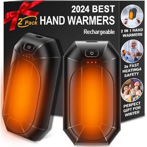2 Pack AI Hand Warmer Rechargeable, Portable Electric Hand Warmers Reusable, USB Handwarmers, Outdoor/Indoor/Work/Studying/Camping/Hunting/Golf/Pain Relief/Game/Warm Gifts for Men Women Kids