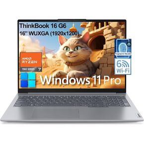 Lenovo ThinkBook 16 G6 Laptop, 16" FHD+ Computer, AMD Octa-Core Ryzen 7 7730U (Beat i7-1355U), 64GB DDR4 RAM, 2TB PCIe SSD, WiFi 6, Bluetooth 5.3, Fingerprint Reader, Grey, Windows 11 Pro, Befectoy
