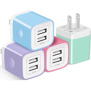 USB Charger Block, 4Pack 2.1A Dual Port USB Wall Charger Plug Power Adapter in Saudi Arabia
