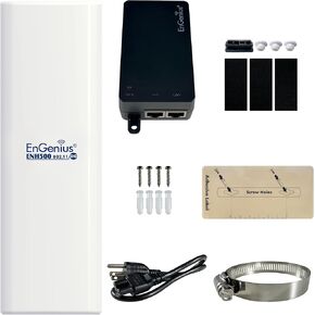 EnGenius ENH500-AX KIT 5GHz Wi-Fi 6 (802.11ax) 2x2 Outdoor Wireless Bridge, up to 1,200 Mbps, high 26 dBm Transmit Power, high gain 16 dBi Integrated Directional Antenna, IP55-rated (2-Pack)