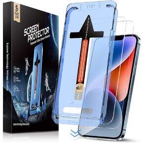 MAGIC JOHN 2 Pack for iPhone 13/14& iPhone 13 Pro 6.1 inch Tempered Glass Screen Protector, Auto Dust-Elimination, Bubble Free, HD Clear, Easy Installation