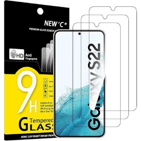 NEW'C 3 Pack Designed for Samsung Galaxy S22 5G, Screen Protector Tempered Glass, Case Friendly Anti Scratch Bubble Free Ultra Resistant