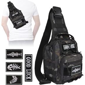 Dovesun Small Fishing Backpack, Fly Fishing Sling Pack Waterproof Fishing Backpack with Tackle Boxes Fishing Tackle Bag