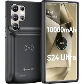 NEWDERY Battery Case for Samsung S24 Ultra,10000mAh Qi Wireless Charging, Fast Charging, Sync Data Supported, Portable Rechargeable Charger Case Battery Pack for Galaxy S24 Ultra 5G 6.8“