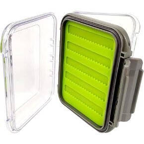 Aventik Silicone Fly Fishing Box Jig Box Waterproof Streamer flies Case Double Sided Clear Lid Storage Lure Case Saltwater Freshwater(silicone insert-SA)