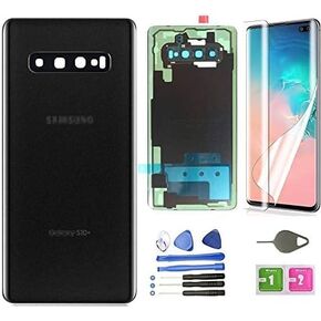 Galaxy S10 Plus Back Glass Cover Replacement Housing Door (Waterproof) with Camera Lens and Frame +Tape Parts for Samsung Galaxy S10 Plus S10+ SM-G975U/W/F/DS + Tools (Prism Black)