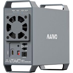 MAIWO Dual Bay Hard Drive RAID Enclosure with Cooling Fan for 2.5“/3.5" SATA HDD/SSD with USB C/C 3.1, HDD Enclosure for 44TB Capacity Expansion, 4 RAID Mode(Support RAID 1/0/JBOD/NORMAL)