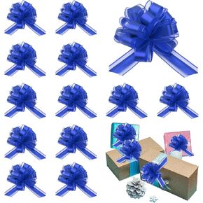 12 Pieces Large Gold Pull Bows 6 Inch Big Bows for Gift Wrapping Ribbon Bows for Wrapping Boxes Gift Decorations