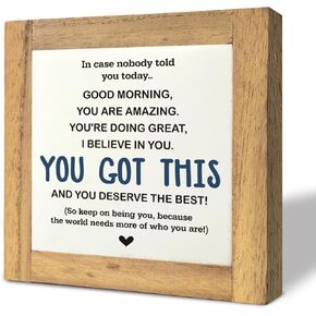 علامة ملهمة، ديكور مكتب لويحات خشبية على شكل صندوق، ديكور طاولة لافتة زخرفية، لوحة خشبية تأكيد، هدية مكتب، هدية لزملاء العمل والأصدقاء والأطفال، لقد حصلت على هذا وتستحق أفضل علامة B1 in Kuwait