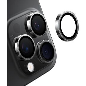 TORRAS Top-Notch LensGuard for iPhone 16 Pro Max/16 Pro Camera Lens Protector [1:1 Invisible Perfect Fit & Capture Ultra Clarity] Aerospace 9H Tempered Glass Anti-Scratch Durable, Black Titanium