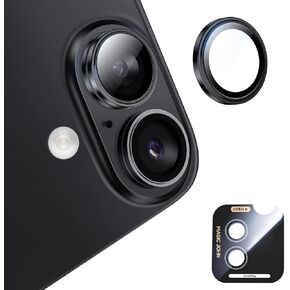 MAGIC JOHN for iPhone 16 Pro Max/16 Pro Camera Lens Protector [Alignment Kit&1:1 Invisible Perfect Fit] 9H Aerospace Tempered Glass Anti-Scratch Durable, Individual Cover Ring, Case Friendly, Set of 2,Black
