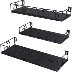 أرفف حائط عائمة باللونين الأسود والذهبي من PHAREGE، أرفف صغيرة مزخرفة على شكل مرحلة القمر لغرفة نوم الأطفال، رف عرض لتمثال المقتنيات الكريستالية، 3 عبوات in Kuwait