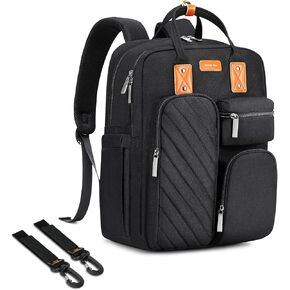 Diaper Bag Backpack, Large Capacity Baby Diaper Backpack with Tons of Pockets, Built-in Stroller Straps and Changing Pad, Multi function Waterproof Diaper Bag (Austere Gray)