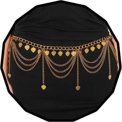 سلسلة خصر معدنية من ELABEST بشرابة ذهبية وحزام سلسلة وحزام خصر إكسسوارات مجوهرات للنساء والفتيات in Saudi Arabia