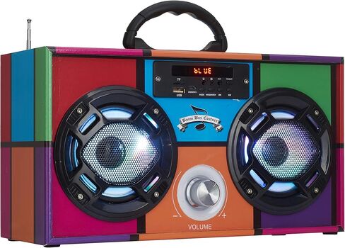 Mini Boombox with LED Speakers – Retro Bluetooth Speaker w/Enhanced FM Radio - Perfect for Home and Outdoor (Retro) in Saudi Arabia