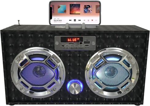 Mini Boombox with LED Speakers – Retro Bluetooth Speaker w/Enhanced FM Radio - Perfect for Home and Outdoor (Retro) in Saudi Arabia