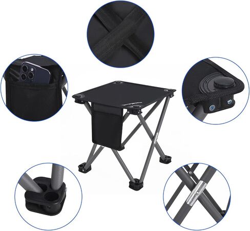 Roptat Camping Stool,Portable Folding Compact Lightweight Stool Seat for Camping Fishing Hiking Gardening Outdoor Walking Backpacking Travelling and Beach with Carry Bag (Black) in Saudi Arabia