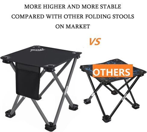 Roptat Camping Stool,Portable Folding Compact Lightweight Stool Seat for Camping Fishing Hiking Gardening Outdoor Walking Backpacking Travelling and Beach with Carry Bag (Black) in Saudi Arabia