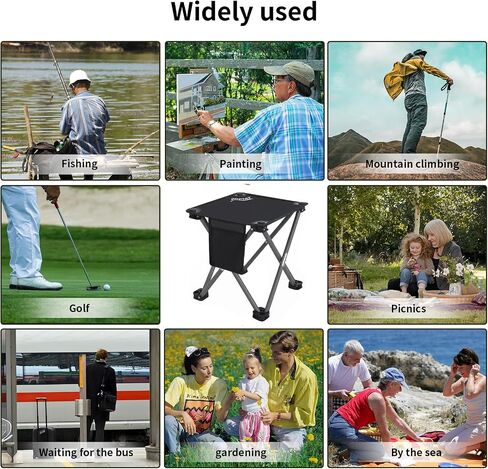 Roptat Camping Stool,Portable Folding Compact Lightweight Stool Seat for Camping Fishing Hiking Gardening Outdoor Walking Backpacking Travelling and Beach with Carry Bag (Black) in Saudi Arabia